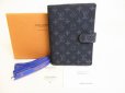 Photo1: LOUIS VUITTON Monogram Mini Navy Blue Small Ring Agenda Cover #9124 (1)