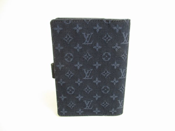 Photo2: LOUIS VUITTON Monogram Mini Navy Blue Small Ring Agenda Cover #9124