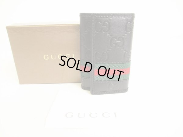 Photo1: GUCCI Guccissima Black Leather 6 Pics Key Cases #9125