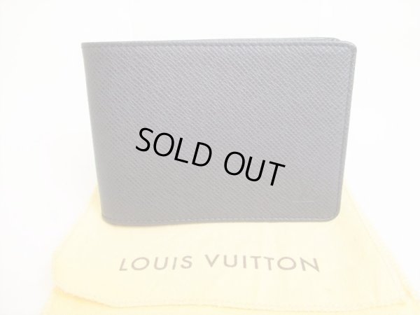 Photo1: LOUIS VUITTON Ardoise Black Taiga Leather Bifold Bill Wallet #9127