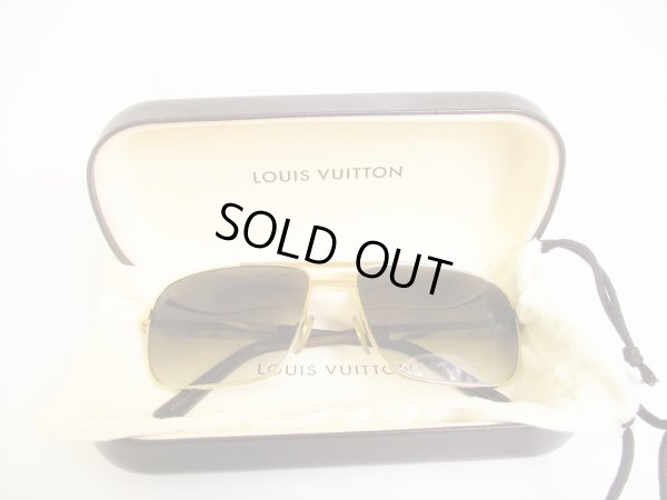 Photo1: LOUIS VUITTON Gold Metal Sunglasses Eye Wear Pilot Attitude #9128