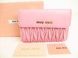 Photo1: miumiu Rose Leather Matelasse Bifold Wallet Compact Wallet #9129 (1)