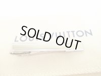 LOUIS VUITTON Silver Steel LV Motif Necktie Pin Tie Clip #9131