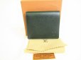 Photo1: LOUIS VUITTON Episea Green Taiga Leather Bifold Wallet #9138 (1)