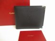 Photo1: Cartier Must de Cartier Black Leather Bifold Bill Wallet Purse #9144 (1)