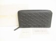 Photo1: Jimmy Choo Embossed Stars Black Leather Round Zip Wallet #9146 (1)