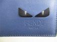 Photo10: FENDI Navy Blue White Leather Monster Bag Bugs Flap Long Wallet #9149