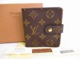 Photo1: LOUIS VUITTON Monogram Brown Leather Bifold Wallet Compact Zippe #9153 (1)