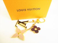 LOUIS VUITTON Gold Bag Charm Key Holder Sac Fleures du monogram #9163