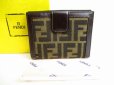 Photo1: FENDI Zucch Canvas Dark Brown Leather Bifold Wallet Compact Wallet #9179 (1)