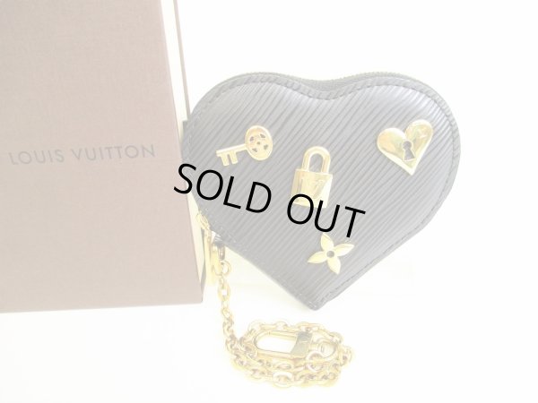 Photo1: LOUIS VUITTON Epi Lovelock Black Leather Heart Motif Coin Purse #9188