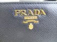 Photo10: PRADA Saffiano Black Hibiscus Leather Bifold Wallet Compact Wallet #9192
