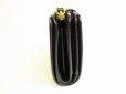Photo3: PRADA Saffiano Black Hibiscus Leather Bifold Wallet Compact Wallet #9192