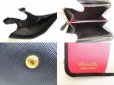 Photo9: PRADA Saffiano Black Hibiscus Leather Bifold Wallet Compact Wallet #9192