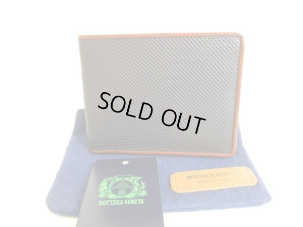 Photo1: BOTTEGA VENETA Vintage Black Brown Leather Bifold Bill Wallet #9196
