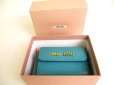 Photo12: miumiu Blue Green Leather Madras Trifold Wallet Compact Wallet #9224