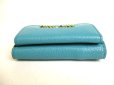 Photo6: miumiu Blue Green Leather Madras Trifold Wallet Compact Wallet #9224