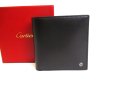 Photo1: Cartier Pasha de Cartier Black Leather Silver H/W Bifold Wallet #9225 (1)