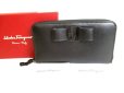 Photo1: Salvatore Ferragamo Vala Black Leather Round Zip Wallet #9226 (1)