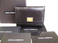 DOLCE&GABBANA Black Leather Trifold Wallet Purse #9237