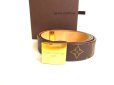 Photo1: LOUIS VUITTON Monogram Brown Gold Buckle Belt Waist Size 74-87cm #9242 (1)