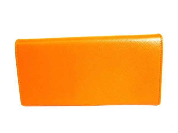 Photo2: Salvatore Ferragamo Vala Orange Leather Bifold Long Wallet #9243