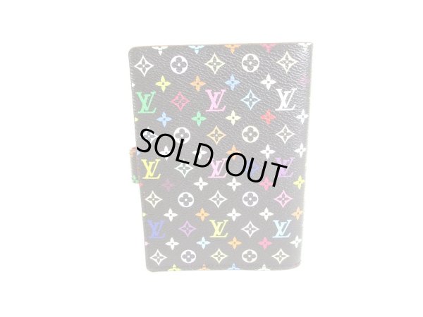 Photo2: LOUIS VUITTON Multicolor Black Leather Small Ring Agenda Cover #9252