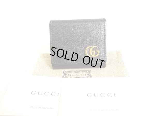 Photo1: GUCCI GG Marmont Black Leather Coin Purse #9261