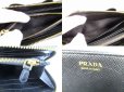 Photo9: PRADA Saffiano Black Leather Ribbon Round Zip Long Wallet Purse #9272