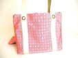 Photo2: BVLGARI Pink Canvas Cream Leather Logo Mania Tote Bag w/Pouch #9274 (2)