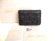Photo1: Jimmy Choo Embossed Stars Black Leather Trifold Wallet Compact Wallet #9278 (1)