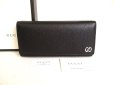 Photo1: GUCCI GG Metal Black Leather Bifold Long Flap Wallet #9286 (1)