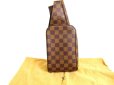 Photo1: LOUIS VUITTON Damier Brown Leather Waist Packs Belt Bag Geronimos #9289 (1)