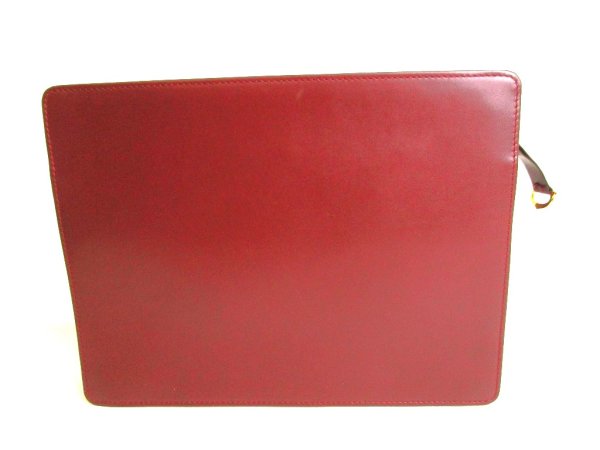 Photo2: Cartier Bordeaux Leather Must de Cartier A5 Document Case Clutch Bag #9301