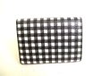 Photo2: miumiu Black White Madras Leather Trifold Wallet Compact Wallet #9307 (2)