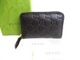 Photo1: GUCCI Guccissima Black Leather Round Zip Card Case Coin Purse #9311 (1)