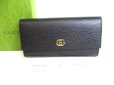 Photo1: GUCCI Marmont G Black Leather Bifold Long Wallet Purse #9312 (1)