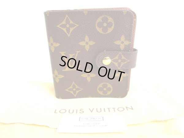 Photo1: LOUIS VUITTON Monogram Brown Leather Bifold Wallet Compact Zippe #9322