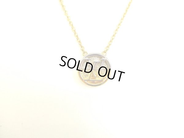 Photo2: LOUIS VUITTON Gold Silver LV Circle Medallion L TO V Necklace #9328