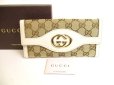 Photo1: GUCCI GG Brown Canvas White Leather Soho Long Wallet #9335 (1)