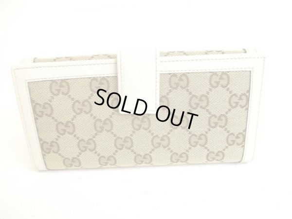 Photo2: GUCCI GG Brown Canvas White Leather Soho Long Wallet #9335