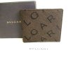 Photo1: BVLGARI Logo Dark Brown Canvas Black Leather Bifold Bill Wallet #9337 (1)