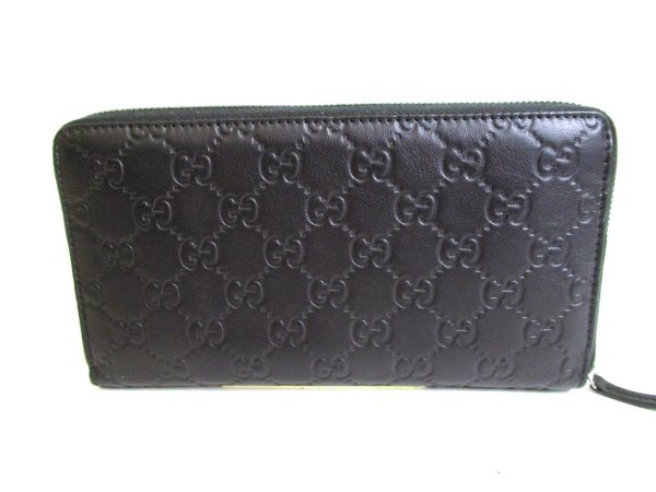 Photo2: GUCCI Guccishima Black Leather Round Zip Long Wallet #9338