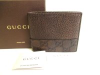 GUCCI Guccissima Brown Leather Bifold Bill Wallet #9339