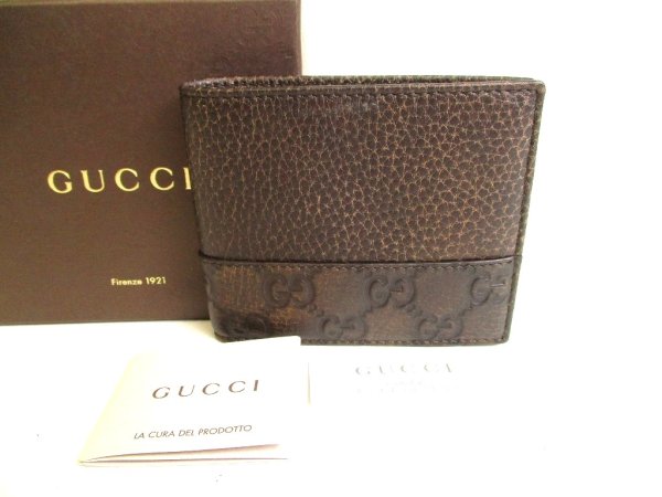 Photo1: GUCCI Guccissima Brown Leather Bifold Bill Wallet #9339