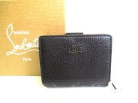 Christian Louboutin Paloma Black Red Leather Bifold Wallet #9343