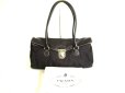 Photo1: PRADA Black Nylon Leather Tote Bag Hand Bag Purse #9344 (1)