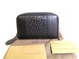 Photo1: BOTTEGA VENETA Black Leather Round Zip Coin Purse #9350 (1)