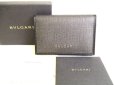 Photo1: BVLGARI Weekend Gray PVC Canvas Black Leather Business Card Case #9355 (1)