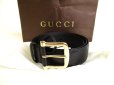 Photo1: GUCCI GG Guccissima Black Leather Belt Waist Size M #9365 (1)